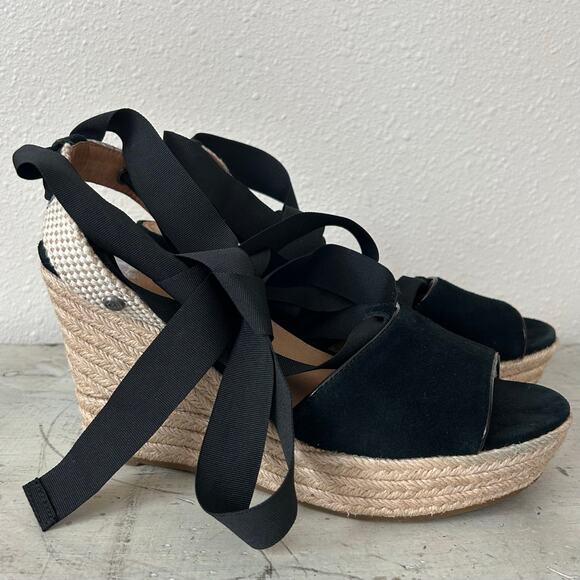 Paseart Espadrille platform wedge slides suede sandals summer minimalist 8 / 39 - Picture 3 of 14
